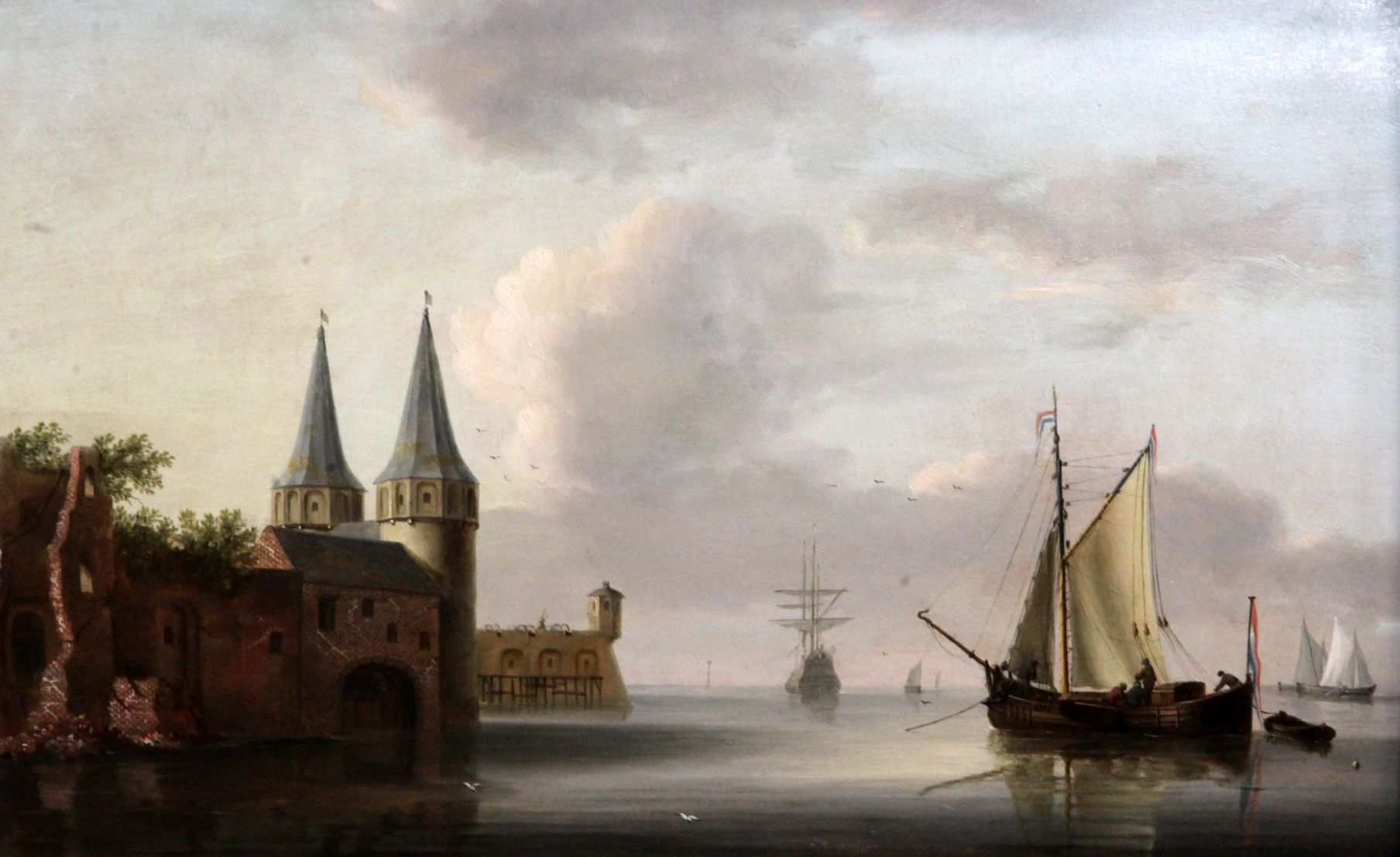 Dutch School (18th/19th century)oil on wooden panelShipping along the coast on a calm sea13 x 20in.
