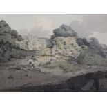 Samuel Prout (1783-1852)watercolourCornish landscape with woodcutters before a country
