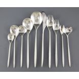 A stylish mid 20th century part suite of Danish sterling silver cutlery by Cohr, comprising