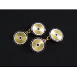 A pair of early 20th century French gold and two colour enamel "target" cufflinks by Lacloche