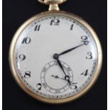 A 1930's 9ct gold keyless lever dress pocket watch by Paul Ditisheim and a 9ct gold albert with