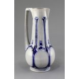 A Simon Gerz Jugendstil blue stoneware ewer, designed by Peter Behrens, impressed model no. 1146,