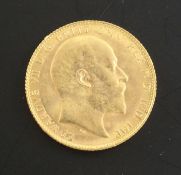 An Edward VII gold sovereign 1908, slight edge wear otherwise EF