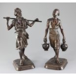 Emilé Pinedo and Marcel Debut (French, 1840-1916). A pair of bronze Orientalist figures, Porteur D'