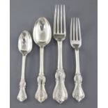 A canteen of Victorian silver double struck Albert pattern flatware by Elizabeth Eaton, comprising