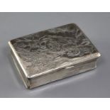 A late 19th century Chinese Export silver rectangular box by Tien Shing, Hong Kong, with