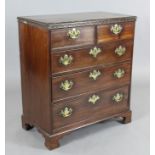 A George III mahogany chest, of two short and three graduated long drawers, on bracket feet, W.2ft
