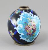 Camille Fauré (1874-1956). A Limoges enamel floral ovoid vase, early 20th century, decorated with