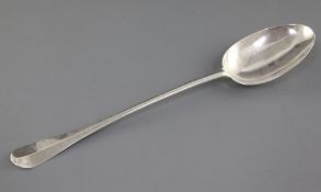 A George I silver Hanovarian rat tail pattern hash spoon by Samuel Green, London, 1725, 12.75in, 4