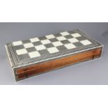 An Anglo Indian Vizagapatam ivory, Sadeli micro mosaic folding chessboard, with internal