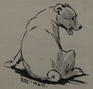 Louis Wain (1860-1939)pen and inkSketch of a seated dogsigned4.5 x 4.5in.