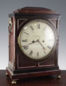 Handley & Moore. A Regency mahogany hour repeating bracket clock, in plain architectural case, the