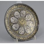An Indian Bidri ware silver and brass overlaid dish or stand, 17th/18th century, decorated with