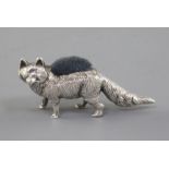 An Edwardian novelty silver pin cushion modelled as a fox by Levi & Salaman, Birmingham, 1908, 2.