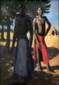 Alfred Neville Lewis (SA, 1895-1972)oil on wooden panel'Natives'Goupil Gallery label verso13.75 x