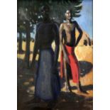 Alfred Neville Lewis (SA, 1895-1972)oil on wooden panel'Natives'Goupil Gallery label verso13.75 x