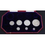 An incomplete Edward VII Coronation matt proof coin set 1902, comprising silver maundy 1d, 2d &