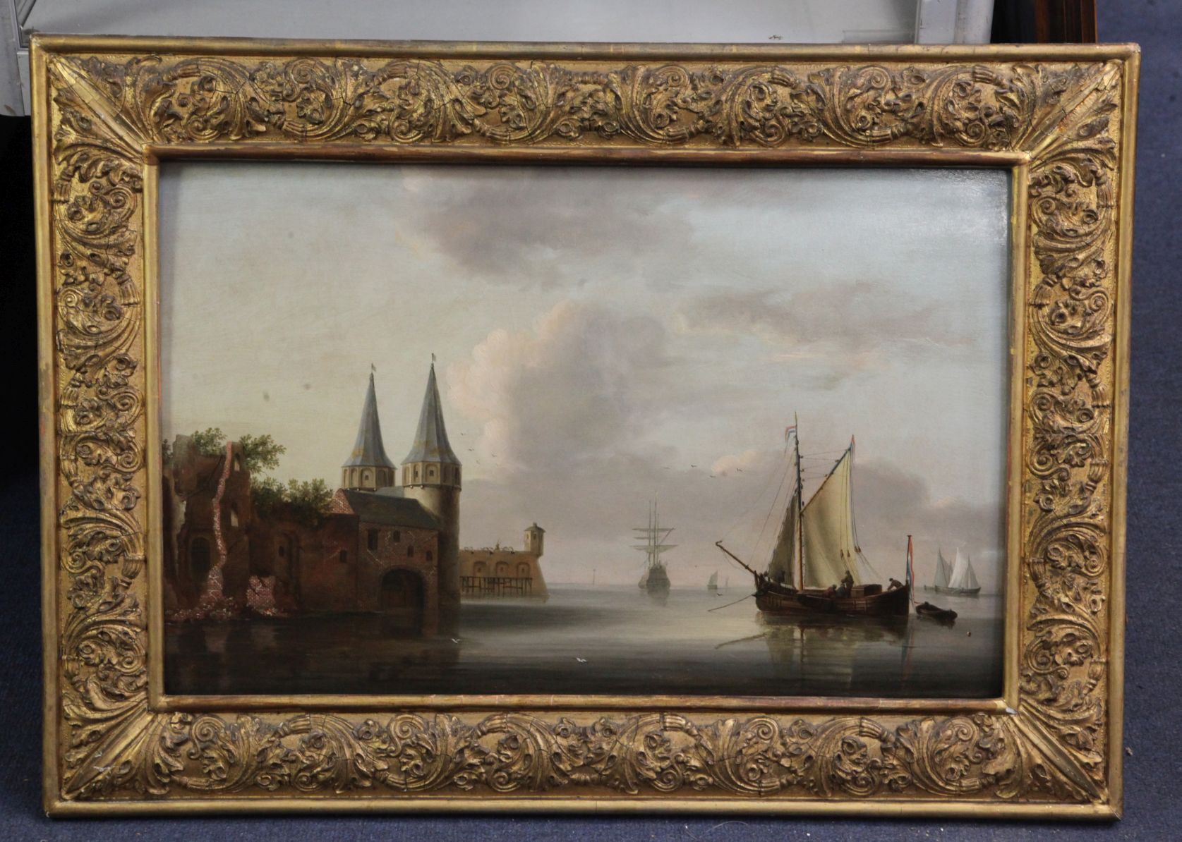 Dutch School (18th/19th century)oil on wooden panelShipping along the coast on a calm sea13 x 20in. - Image 2 of 3