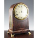 A Regency boxwood strung mahogany mantel clock, with twin fusee movement signed Brockbanks,