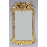 A George II carved giltwood and gesso wall mirror H. 3ft 2in. W.1ft 9in.