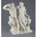 A large Italian faience group of Bacchus and Ariadne, c.1800, attributed to Ferniani, Faenza, 30.