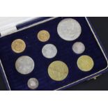A Republic of South Africa nine coin proof set, to include gold two and one rand coins (some