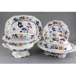 A Hicks & Meigh 'Stone China' sixty three piece part dinner service, c.1825, pattern no. 53,