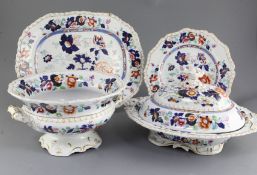 A Hicks & Meigh 'Stone China' sixty three piece part dinner service, c.1825, pattern no. 53,