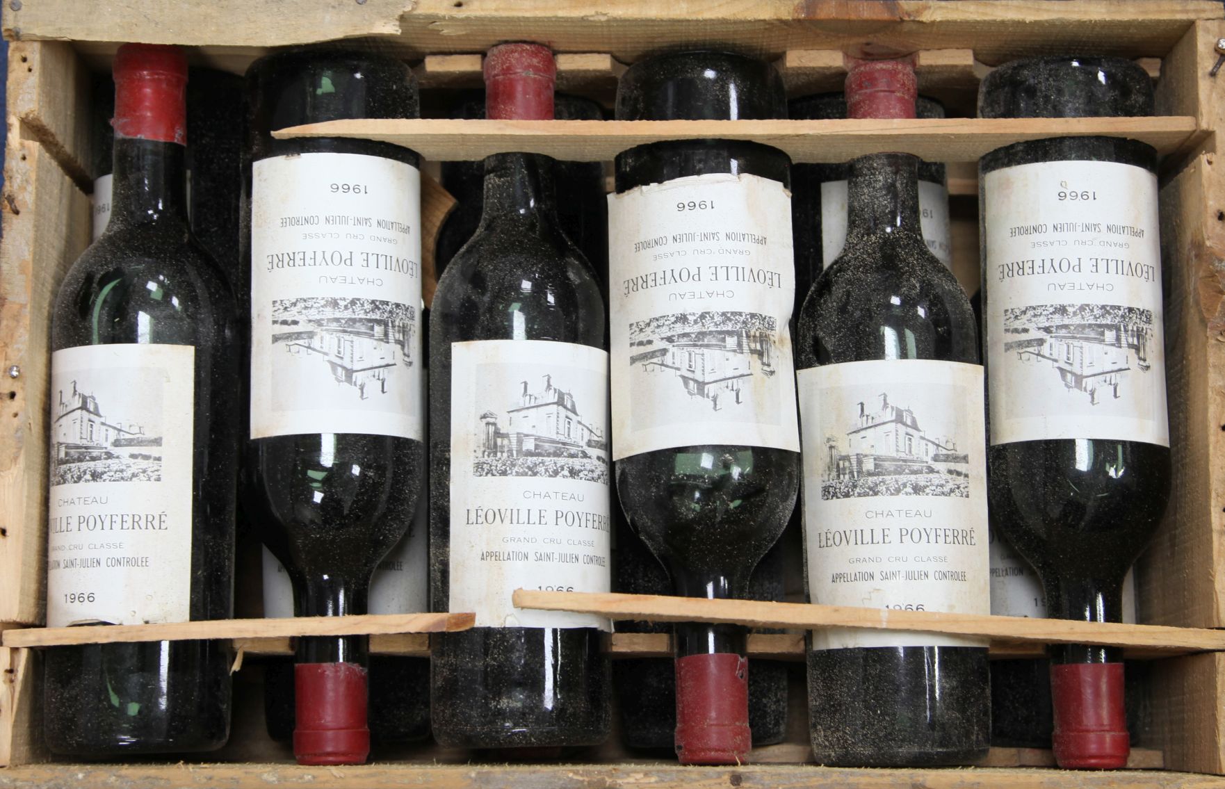 Twelve bottles of Chateau Leoville-Poyferré, 1966.