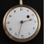 A 19th century continental gold keywind pocket watch, with Arabic dial and case engraved with