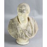 Edward Bowring Stephens (1815-1882). A 19th century carved marble bust of a gentleman wearing