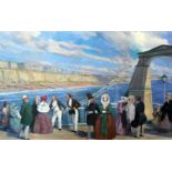 English Schooloil on canvas laid on boardVictorians promenading on the Chain Pier, Brighton36 x
