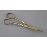 A pair of late George III silver gilt scissors by Eley & Fearn, London, 1819, 6.5in, 61 grams.