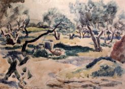 § Julian Trevelyan (1910-1989)pencil and watercolourStudy of an olive grovesigned in pencil and