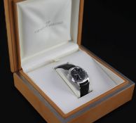 A gentleman's stainless steel Girard Perregaux automatic chronograph wrist watch, the black