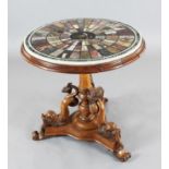 A 19th century Italian specimen marble top centre table, decorated with a pietra dura panel of a