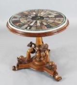 A 19th century Italian specimen marble top centre table, decorated with a pietra dura panel of a