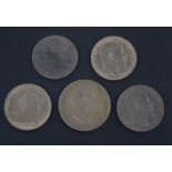 Five British pennies - William IV to Edward VII, comprising 1831 AEF, 1868 EF, 1901 GVF, two 1902