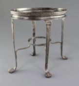 A George III silver spirit kettle stand by Alice & George Burrows II, of oval form, with reeded