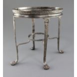 A George III silver spirit kettle stand by Alice & George Burrows II, of oval form, with reeded