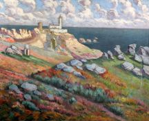 A. Bailly (20th C.)oil on canvasLe Phare du Paonsigned and dated 192029 x 36in. unframed