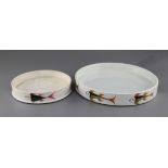A large pearlware Char dish and a smaller similar, c.1820, the larger painted in Pratt type