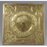 Margaret Gilmour (1860-1942). A Scottish Arts & Crafts brass 'wag at the wa' wall clock, embossed