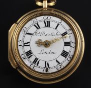 An 18th century gold keywind verge pair cased pocket watch by Joseph Rose & Son, London, with