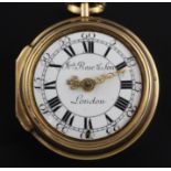 An 18th century gold keywind verge pair cased pocket watch by Joseph Rose & Son, London, with