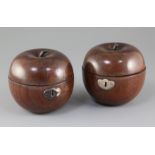 A pair of Georgian style fruitwood apple tea caddies, 4.25in.