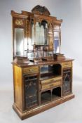A late Victorian marquetry inlaid rosewood chiffonier, by James Shoolbred & Co, with raised mirrored