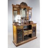 A late Victorian marquetry inlaid rosewood chiffonier, by James Shoolbred & Co, with raised mirrored