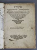 Cambini, Andrea - Two Very Notable Commentaries, rebound cloth bounds, quarto, facsimile p.21,