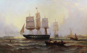 William Calcott Knell (fl.1848-1879)oil on canvasShipping at anchor off the coastsigned and dated